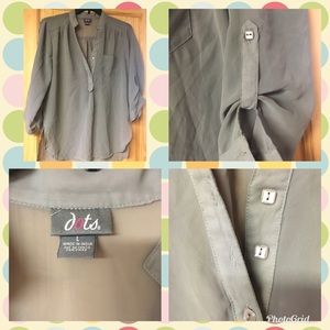 Gray Blouse; Sheer with 3/4 button up sleeves